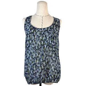 GAP Abstract Sleeveless Tank Blouse Multi Racerback Popover Sheer Boatneck Small